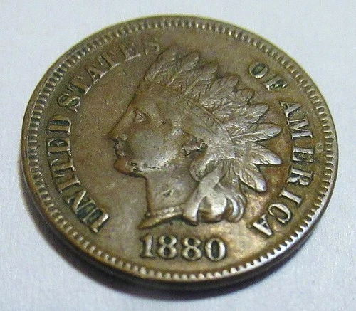 Nice 1880 Indian Head Penny Cent Fine F Natural Even Brown Toning Free Shipping