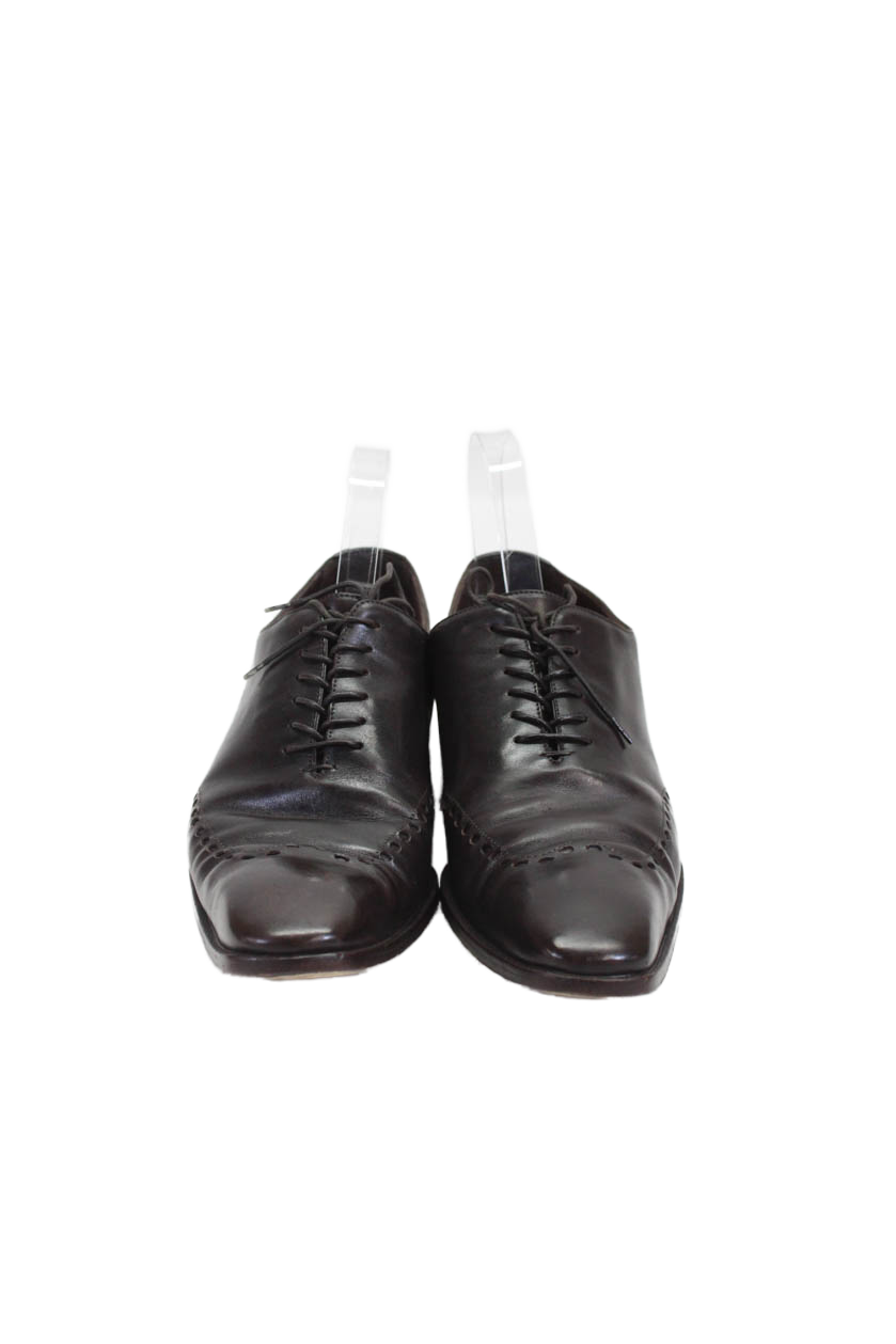 Scarpe eleganti Oxford stringate Yves Saint Laurent da uomo in pelle marrone taglia 11