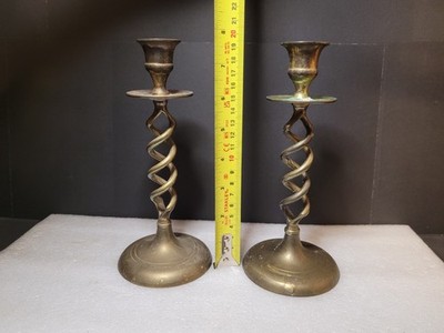 Vintage Messing Kerzenständer Paar offen Gerste gedreht Kerzenständer