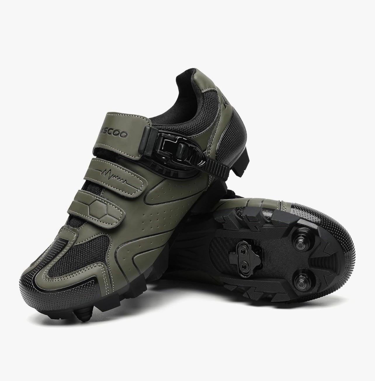 Mens Mountain Bike Shoes with 2-Bolts SPD Cleats with Quick Ratchet Buckle