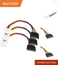 SATA to 4 Pin Power Cable Adapter 3 Pack SATA 15 Pin Male to Molex LP4 Female...