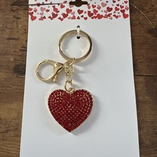 NEW NWT sparkly Red Heart Gold Tone Bag/purse Charm