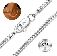 Halskette Sterling Silber 925 Robuste Kette 1Mm-2Mm 16-22 Zoll Damen Schmuck