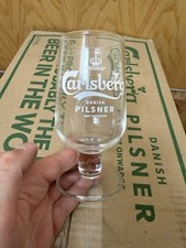 24 Calsberg 1/2 Pint Beer Glasses Boxed