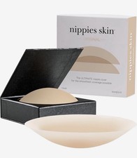 Nippies Nipple Covers for Women Reusable Sticky Silicone Pasties Cr me L/ XL D 