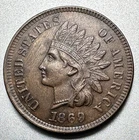 1869/9  INDIAN CENT  AU+ DETAILS   KEY VARIETY  #2082