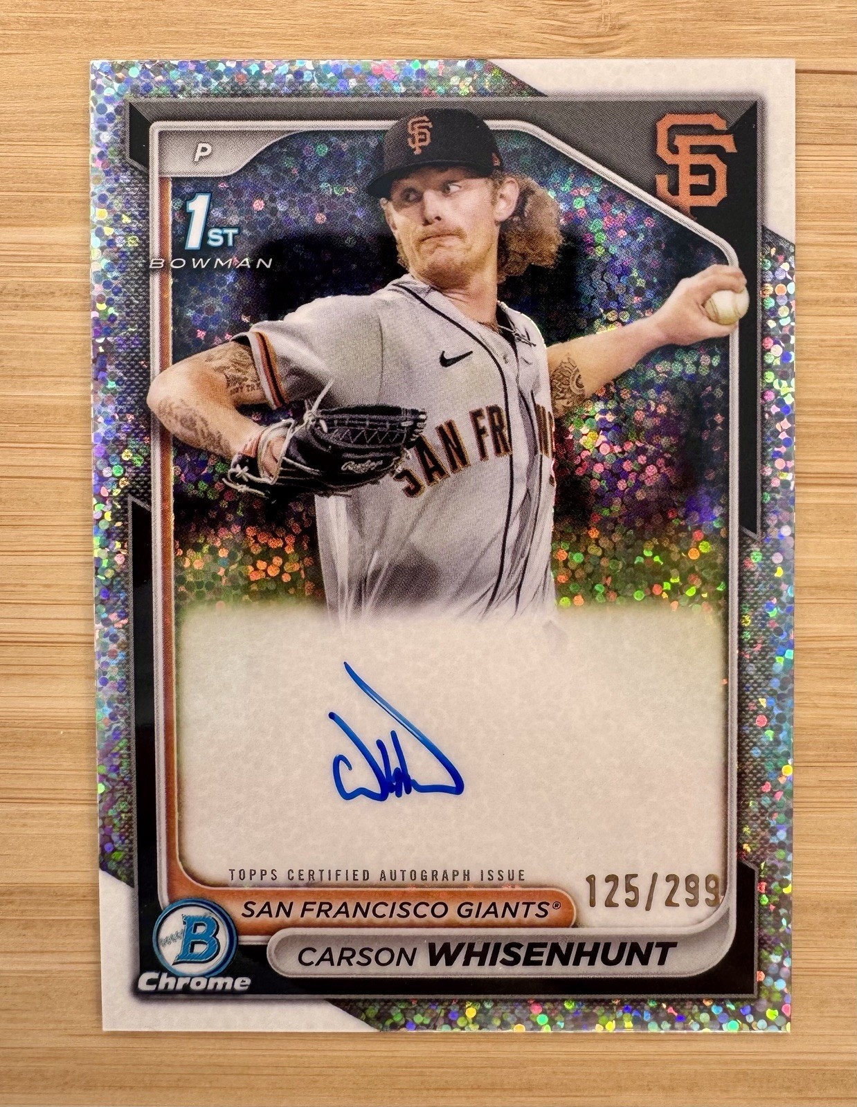 2024 Bowman Chrome Carson Whisenhunt 1st Speckle Refractor Auto /299