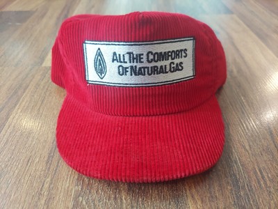Vintage Natural Gas Red Corduroy SnapBack Oil & Gas Hat Good Condition Made USA