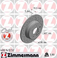 2x ZIMMERMANN Bremsscheibe SPORT Z 400.1412.52 für MERCEDES W124 W202 W203 W210 2x ZIMMERMANN Bremsscheibe SPORT Z 400.1412.52 für MERCEDES W124 W202 W203 W210