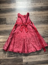 Rare, Too Girls Red Floral Fit  Flare Party Dress Bow Sleeveless Sz 7