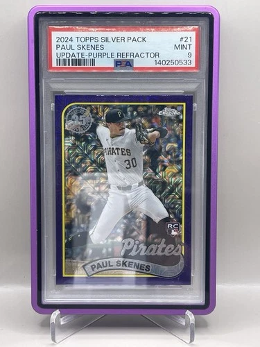 2024 Topps Update Sliver Pack Paul Skenes RC Purple Mojo /75 SP PSA 9 Pirates