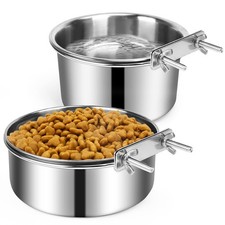 2 PCS 40oz 60oz Stainless Steel Large Dog Bowls AntiSpill Crate Hanging Water
