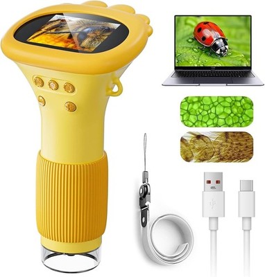 Digitales Mikroskop für Kinder, 1000x Zoom Mini-Mikroskopkamera 2-Zoll-Display