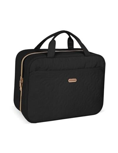 Travel Toiletry Bag for Women & Men - Medium Black Makeup Organizer-image