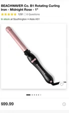 Beachwaver Co. B1 Rotating Curling Iron Midnight Rose, 1" great condition  