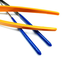 Tweezer Non Marring Set of 2 Tweezers Plastic and Rubber Tip 10" Forceps Utility