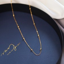 18ct Gold-Plated Beaded Satellite Chain Necklace Design 2 (18 inches)