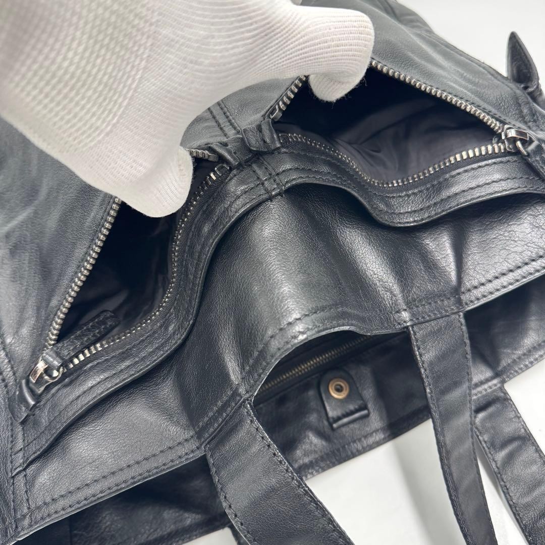 PRADA Large Leather Tote Bag Shoulder Bag Black thumbnail 14