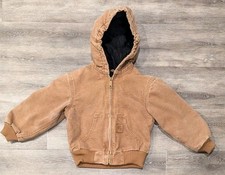 Vintage Carhartt Jacket Boys Youth XS 4/5 YYJ128 BRN Grey Hooded Outdoor Faded