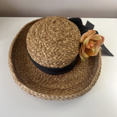 Helen Kaminski Hat Handmade in Madagascar 100% Raffia Packable Wide 5 1/2'' READ
