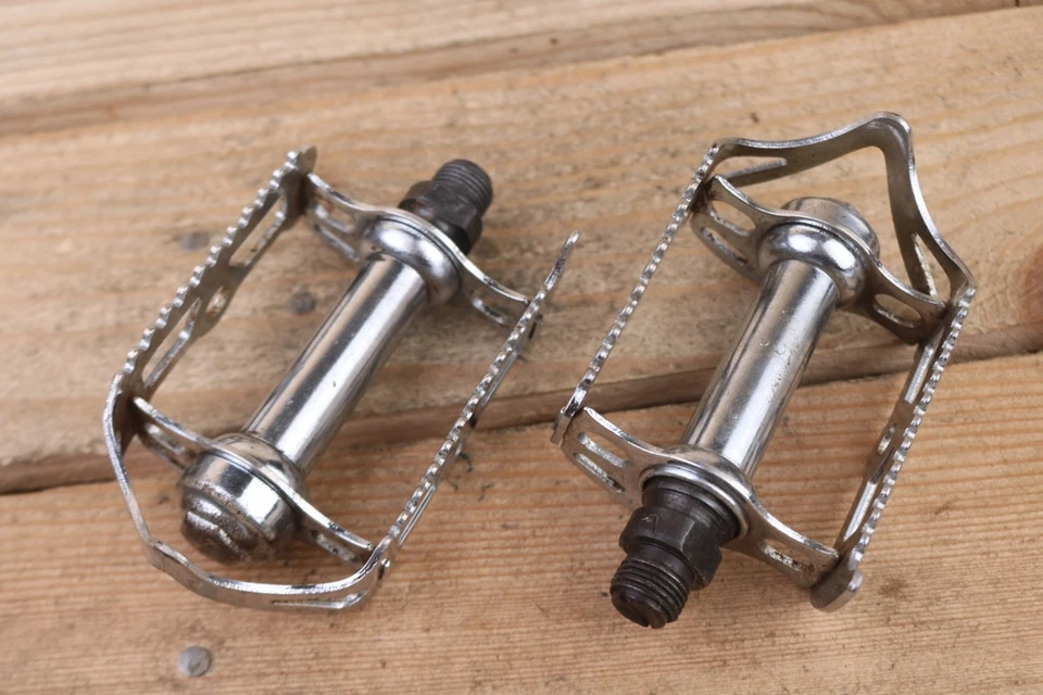 Raleigh 501 Chrome Quill Pedals 9/16" Vintage Retro Steel Road Racing Bike 1960s - Image 3 of 4