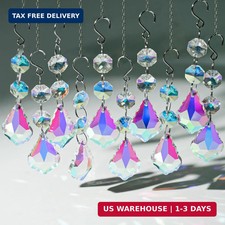 10pcs Crystal Sun Catcher, 38mm Hanging AB Color Maple Leaf Crystals Parts Prism