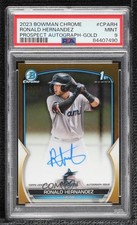 2023 Bowman Chrome Gold Refractor 21/50 Ronald Hernandez PSA 9 MINT Auto 03ox