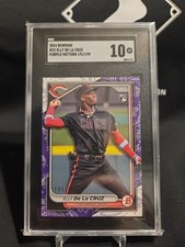 Sgc 10 💎 2024 Bowman Purple Refractor Sp/199 Elly De La Cruz Rookie Rc Non Auto