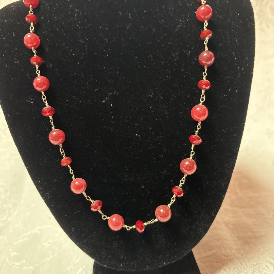 Rare Handmade, Ruby, Necklace, Gemstone, Sterling Silver Boho Exquisite Find - Image 2 of 4