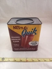 Vintage 1950's Nestles Quik Metal Tin Family Size 2-3/8lb Uncommon Size & Design
