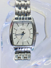 Bulova 96L130 Ladies Watch 25mm Tonneau Case Silver Stainless Steel Bracelet