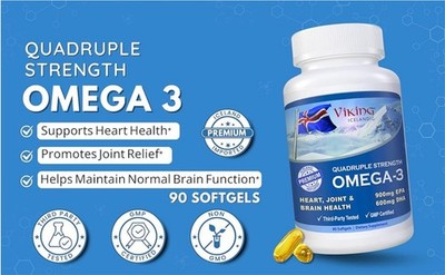 Viking Icelandic Formula Quadruple Potency Strength Omega-3 Fish Oil  09-2026