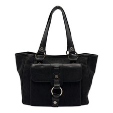 Bulgari Bvlgari Logomania Handbag Black Jacquard Leather Ladies' Used