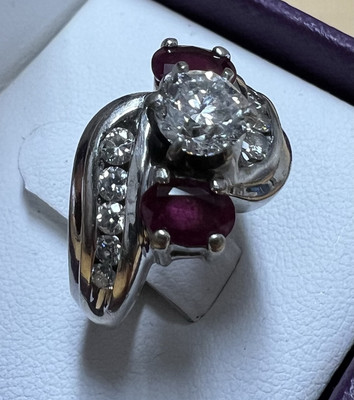 Diamond / Ruby Ring, Custom, Size 6