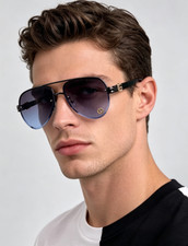 Gucci GG1220S Sunglasses 60 14 140 Gradient Blue Purple Metal Aviator