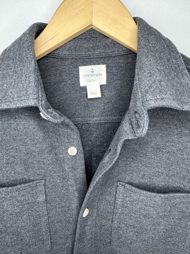 J CREW Crewcuts Boys Charcoal Gray Flannel Fleece Button Up Long Sleeve Shirt 12 - Picture 3 of 3