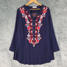Womens Top Large Boho Peasant Embroidered Floral Cottagecore Hippie Festival