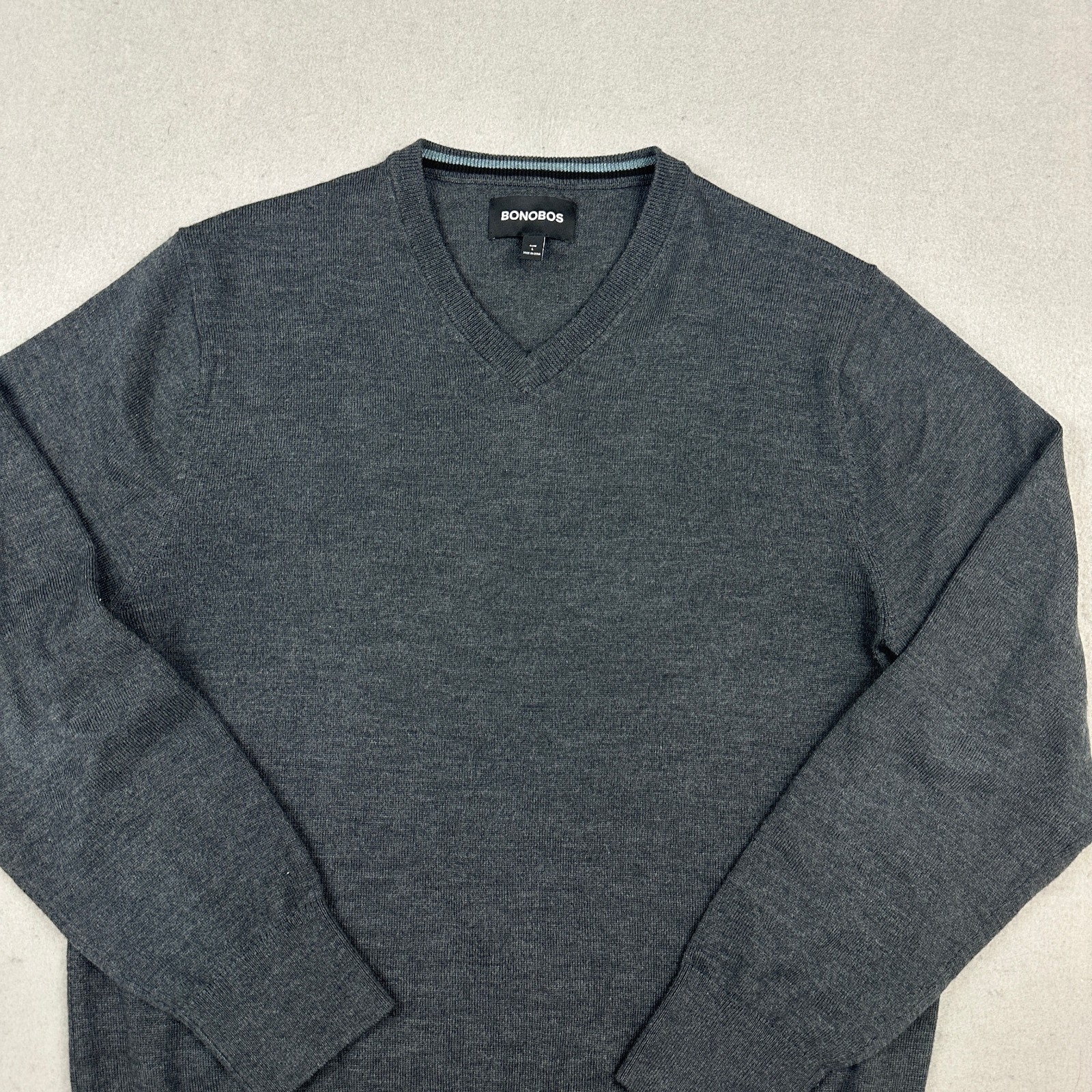 Bonobos Sweater Men Large Gray Solid Slim Fit Cre… - image 2