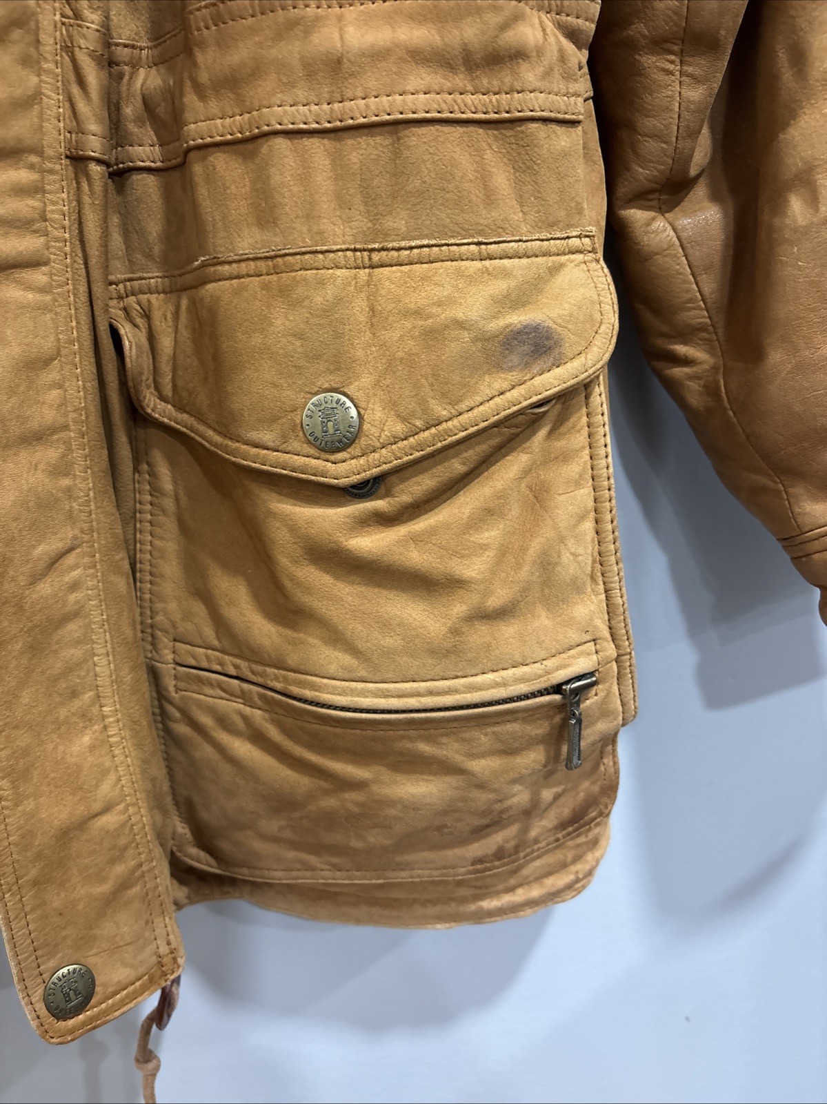 Authentic Structure Outerwear Brown Leather Coat … - image 8