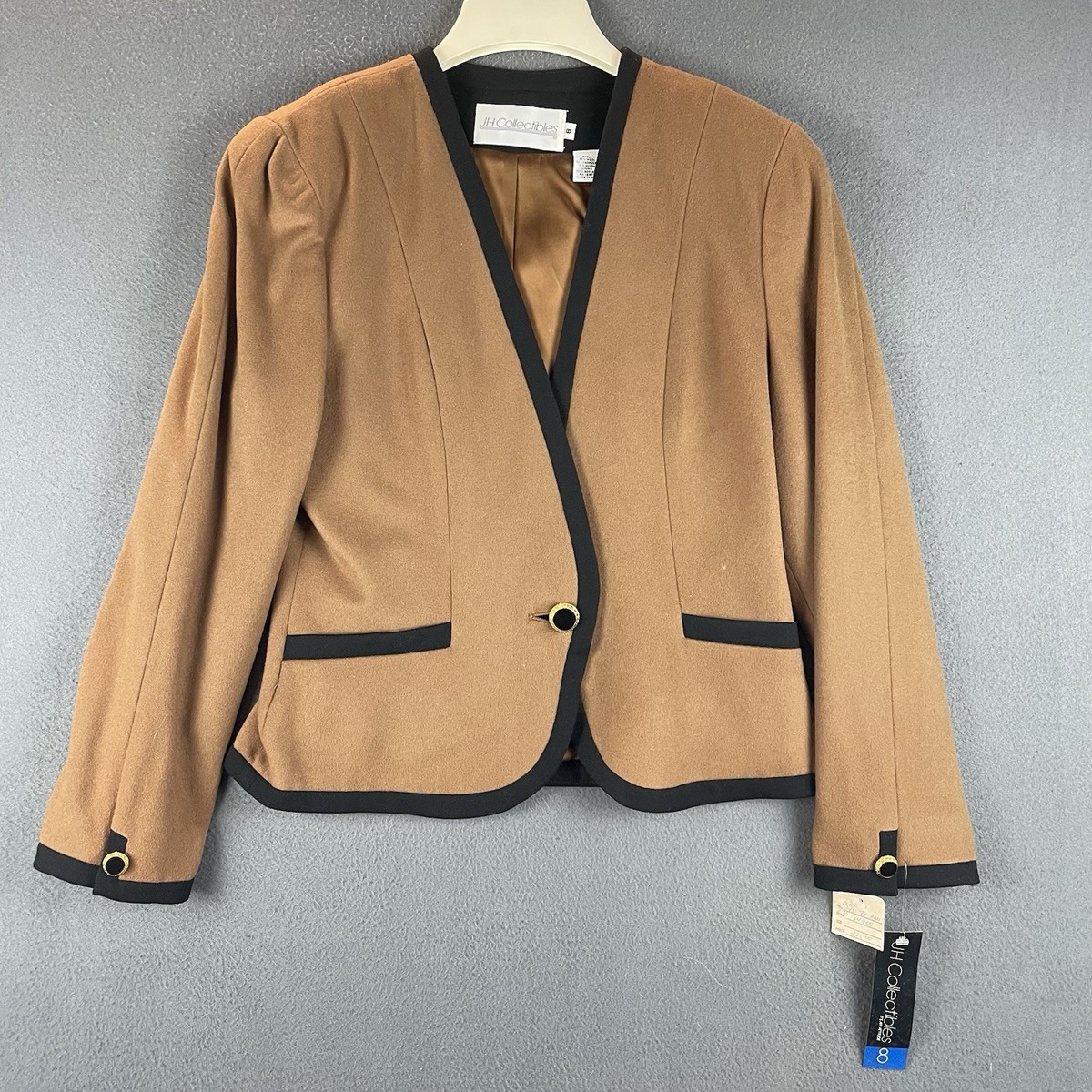 shape-c品 VTG JH Collectibles Cashmere Wool Blazer Sz 8 NWT Camel Brown