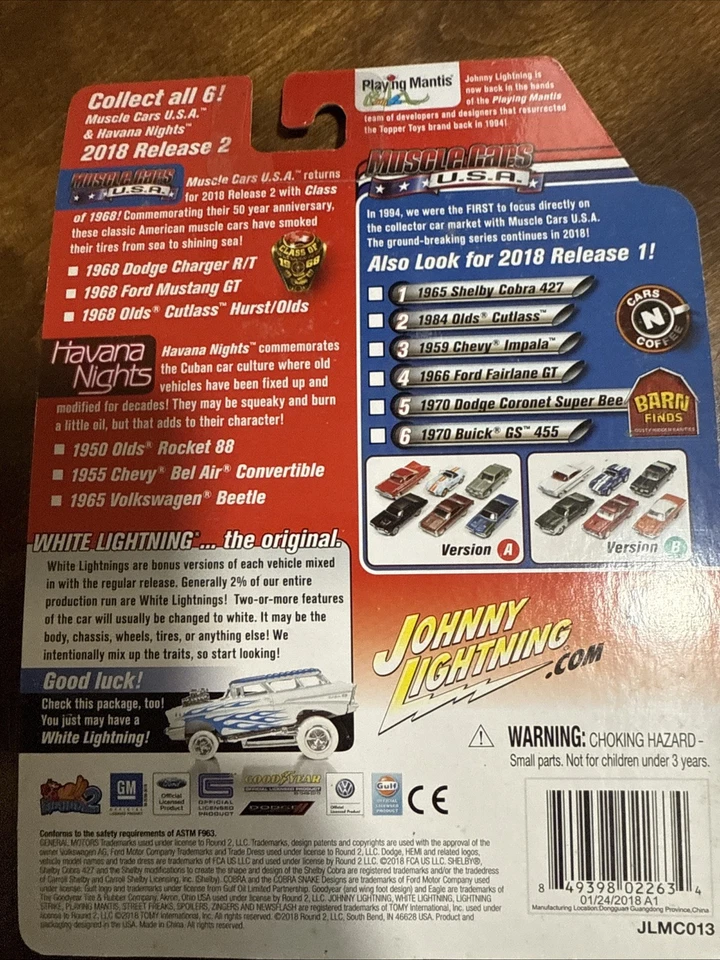 JOHNNY Lightning MUSCLE 汽车级 1968 道奇充电器 RT 黑色压铸罕见 — 第 2/2 张图片