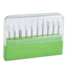 10pcs Dental Flame Cone Round White Stone Polisher Burs for Polishing Filling