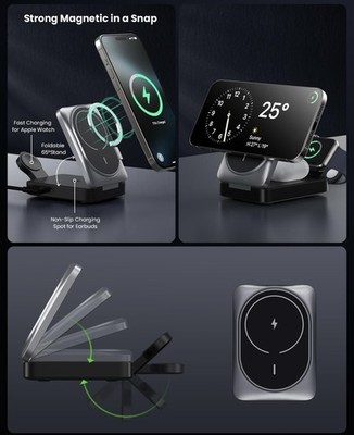 3 In 1 Wireless Charging Station Apple Watch Air Pods MagSafe iPhone 16 15 14 13