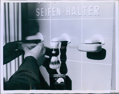 #ad 1956 German Manufacturer Attach Soap Shaving Brushes Wall Business 7X9 Photo $19.99