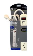 Commercial Electric 8 ft 6 Outlet Surge Protector Power Strip White THBJ-6-8W