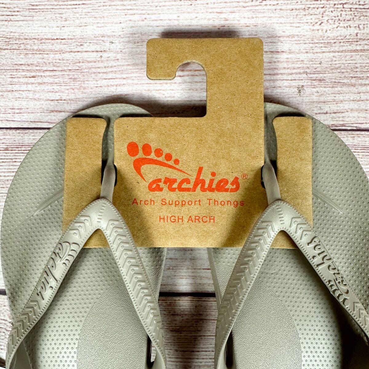 Archies Arch Support Thong Flip Flops High Arch Taupe Tan Unisex Men  4/Women 5