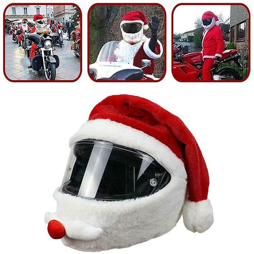 Motorcycle Helmet Hat Cap Cover Christmas Santa Claus Look Costume Hat