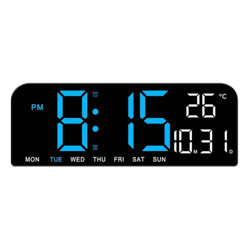 10" Large LED Digital Wall Desk Clock Dual Alarm Clock with Calendar Temperature - Picture 15 of 26