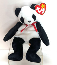TY Beanie Babies FORTUNE Soft Plush Black  White Panda Bear. 1997 vtg