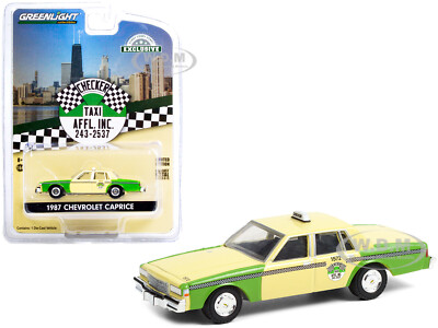 1987 CHEVROLET CAPRICE TAXI CHICAGO CHECKER TAXI AFFL INC. 1/64 GREENLIGHT 30233